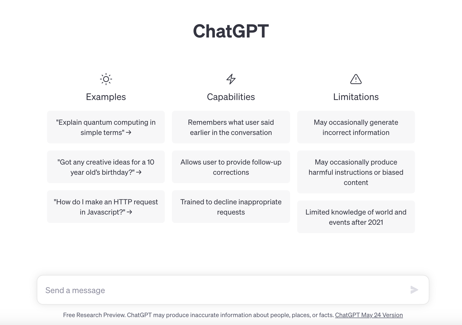 Screenshot ChatGPT home screen