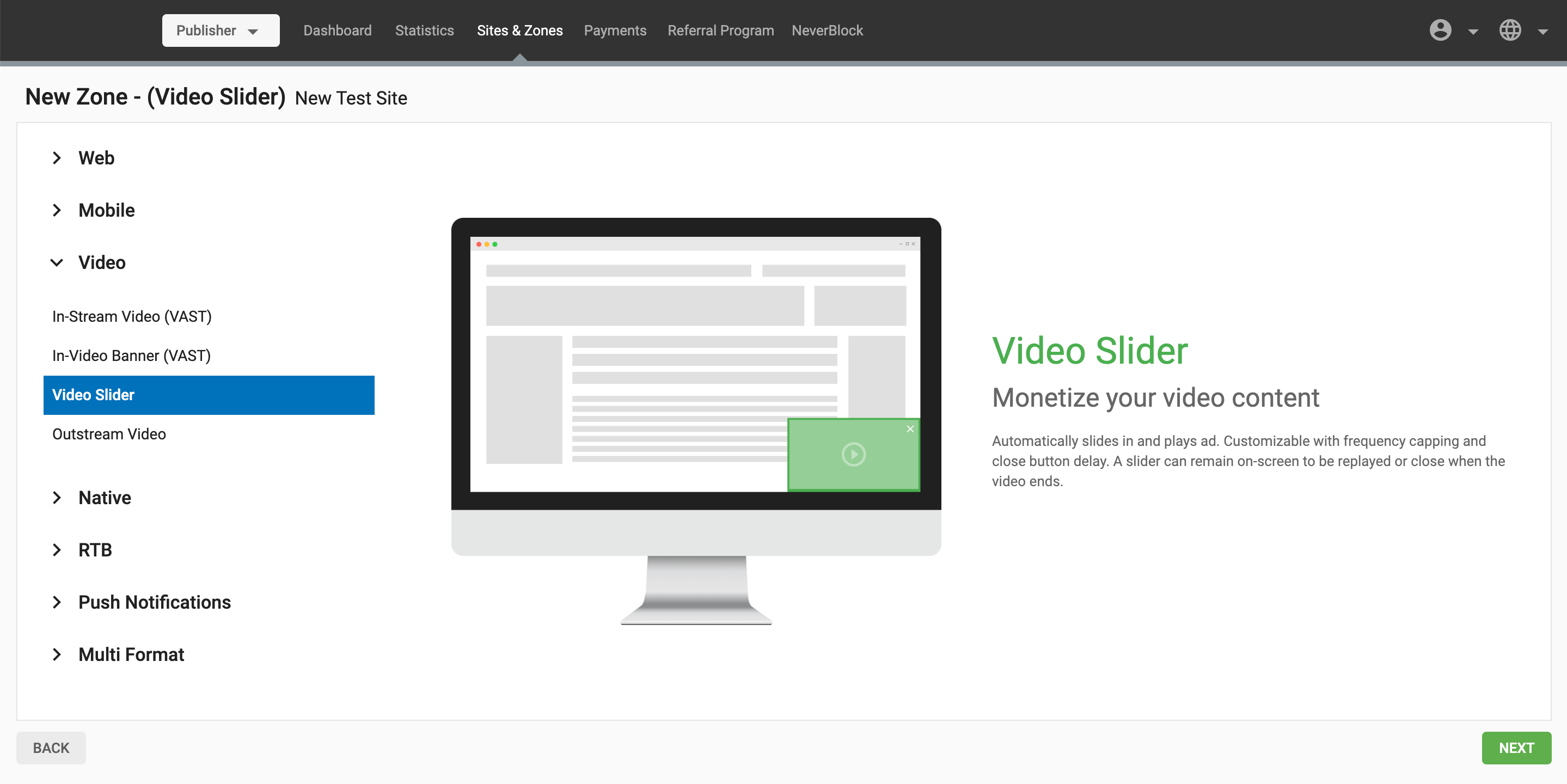 Video ads with call to actions for outstream and slider