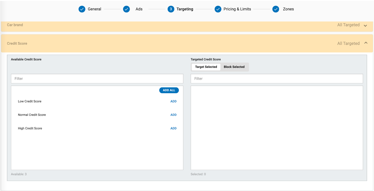 Custom Targeting Example of A Predefined Range