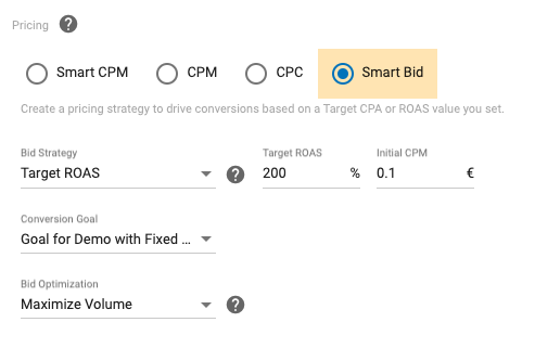 Select The Target ROAS Bid Strategy